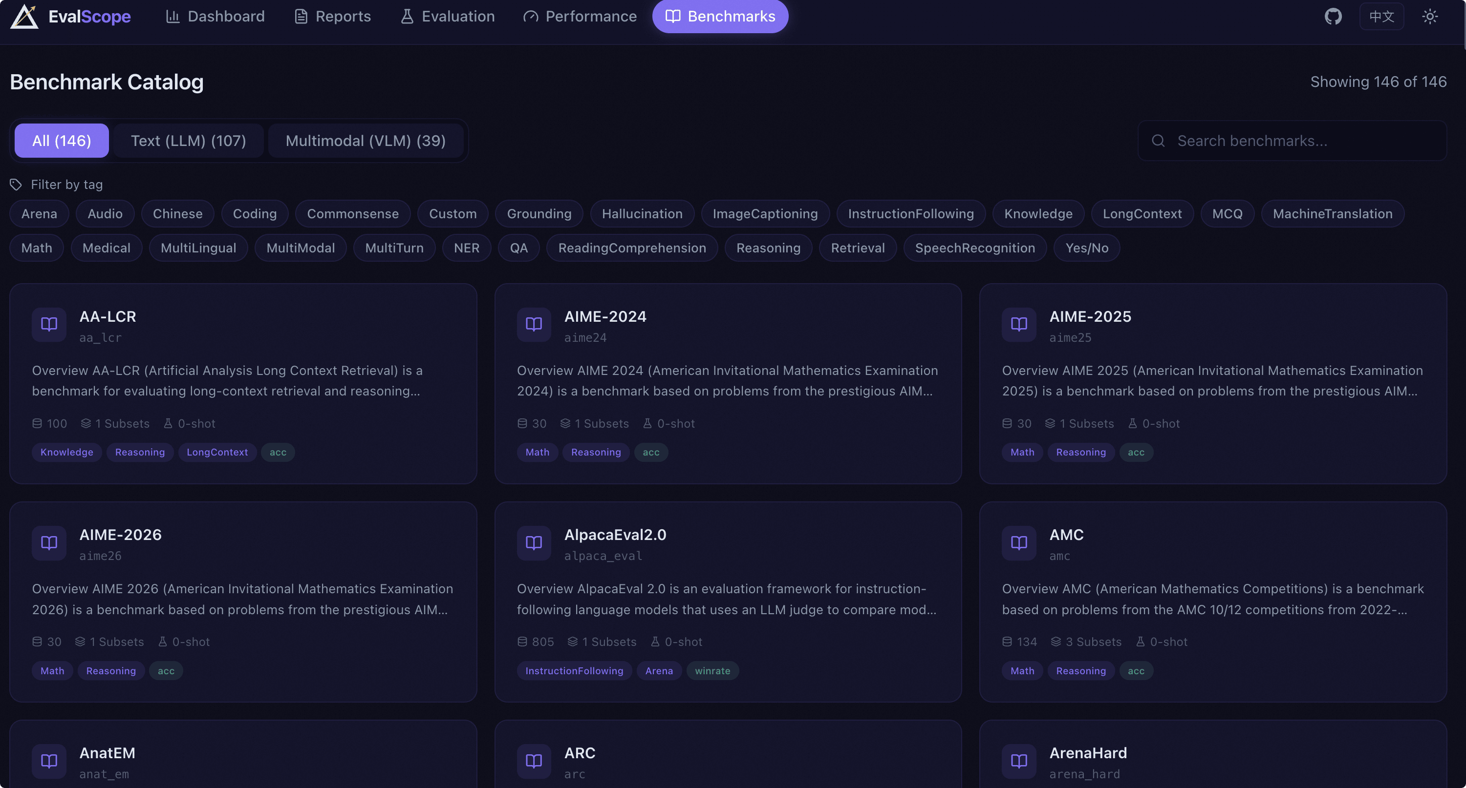 Benchmarks page